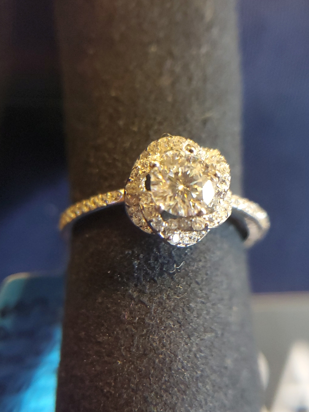 .925ss Moissanite Halo Engagement Ring - adj sz 5-9 w/GRA